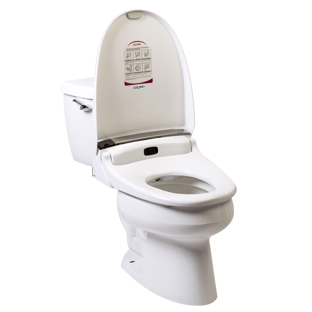 Clear Water Bidets, Novita BH90 mounted on toilet with lid open
