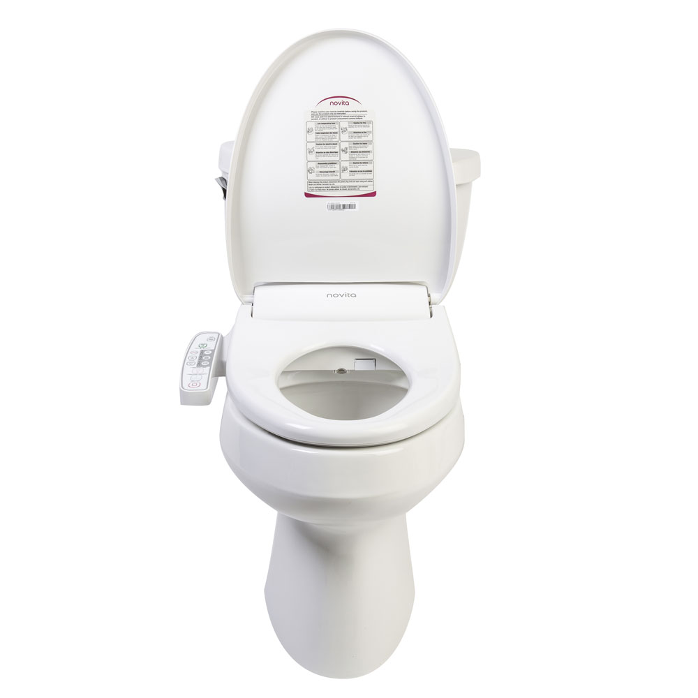 Clear Water Bidets, Novita BN-330 Bidet Toilet Seat mounted on toilet